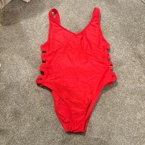 Red onepiece swim